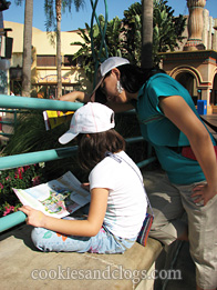 Checking the map of Disney California Adventure Park near Disneyland