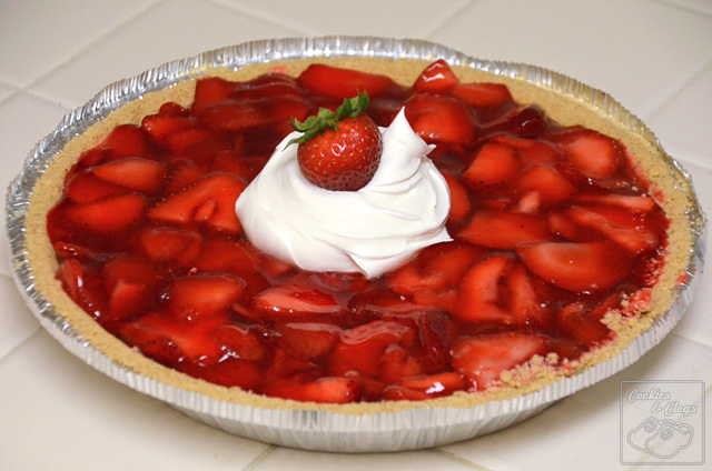 Strawberry glaze graham pie crust with cool whip
