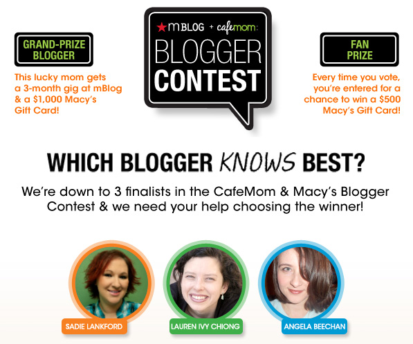 Macys Cafe Mom mblog blogger contest final three