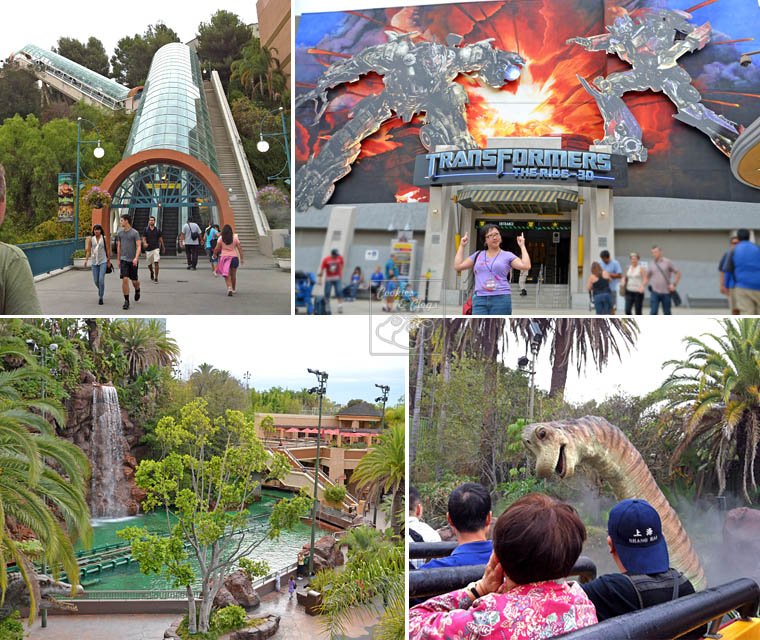 Universal Studios Hollywood California City Tour Ride Escalator Lower Lot Transformer 3D Jurassic Park Dinosaur Wet