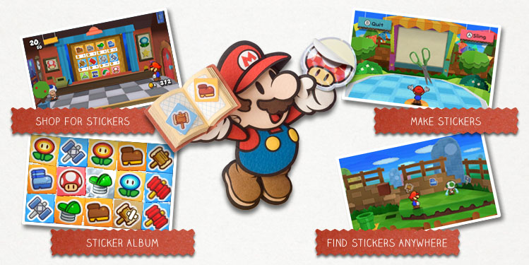Paper Mario Sticker Star RPG game for Nintendo 3DS with Super Mario characters