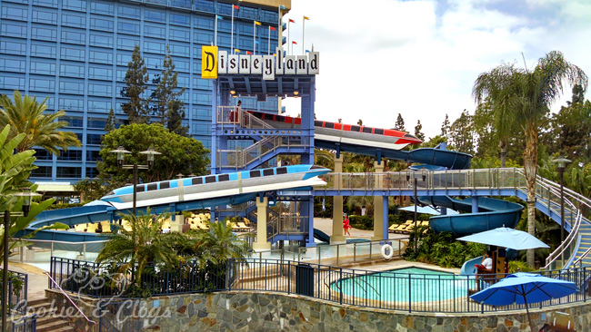 Hotels by Disneyland: Disneyland Hotel in Anaheim, CA Review – Monorail water slide and pools #hotels #travel