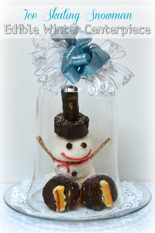 Ice Skating Snowman Edible Winter Centerpiece with Hostess