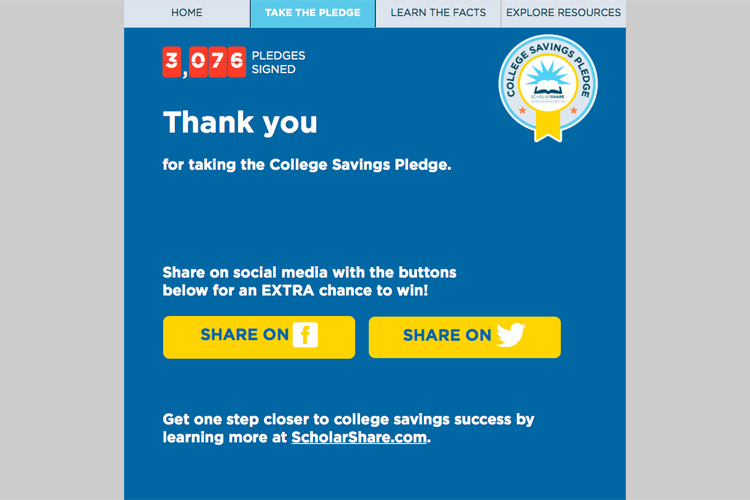 Education | Take the College Savings Pledge for a chance to win $500 for your child's CA 529 plan with ScholarShare and $500 Visa GC for their teacher!