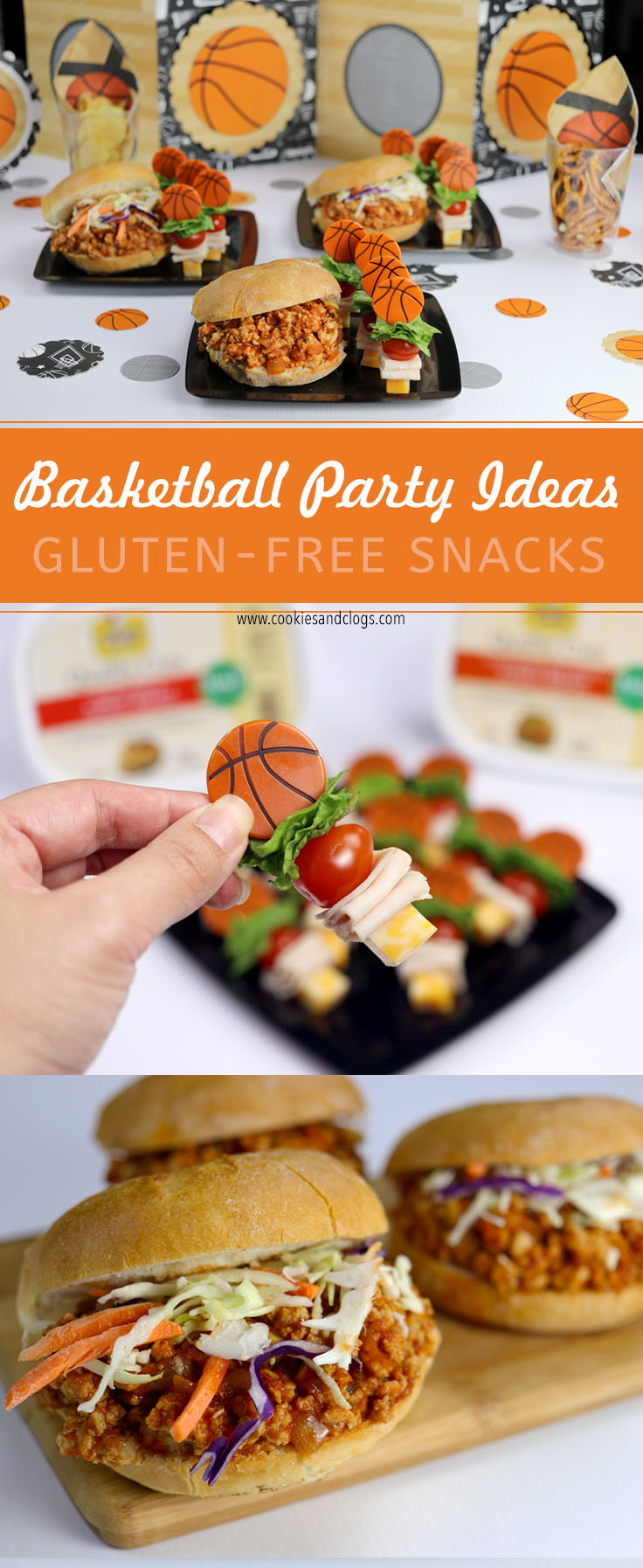 March Madness College Basketball Party Snack Ideas & Game Day Decorations — Gluten Free Turkey Sloppy Joes and Lunchmeat Skewers #MarchMadness #Basketball #PartyIdeas #GlutenFree